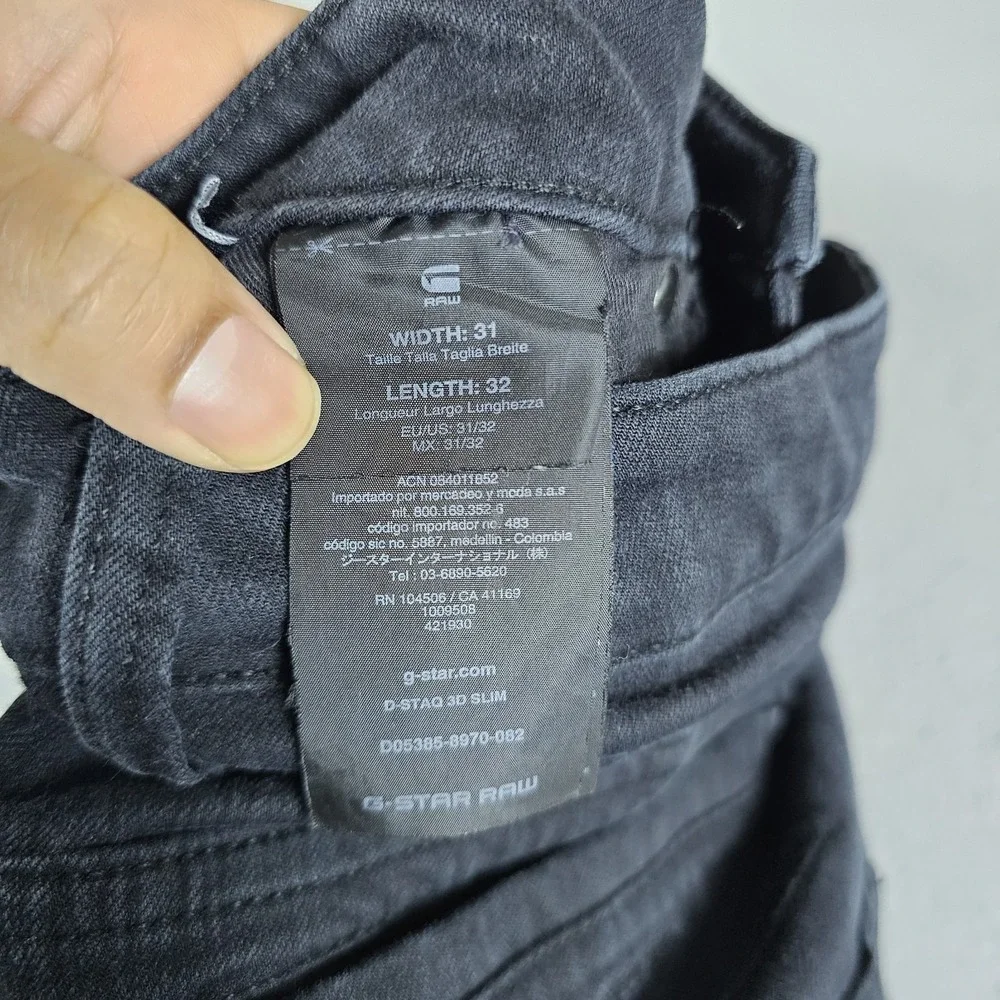 G Star Raw D-Staq Jeans Mens 31x32 (27) Black Denim 3D Slim Tapered Dark Wash